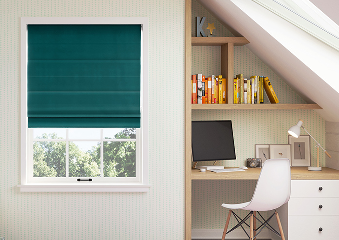 Ultra Luxe Velvet, Deep Teal - Motorised Roman Blind - Image 3